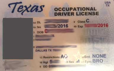 examples of texas drivers license