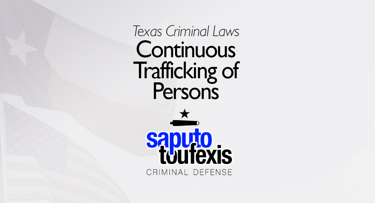Texas Continuous Trafficking of Persons Law text over American flag