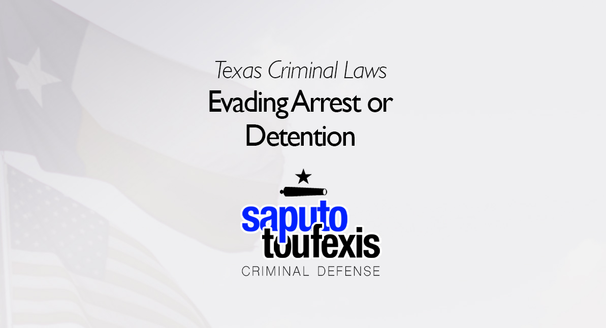 Texas Evading Arrest Or Detention Law text over American flag