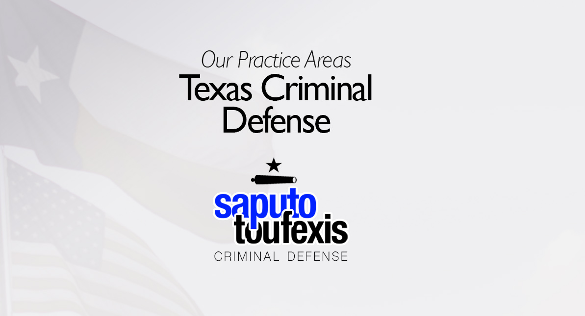 Texas Criminal Defense Lawyer text over American and Texas flags