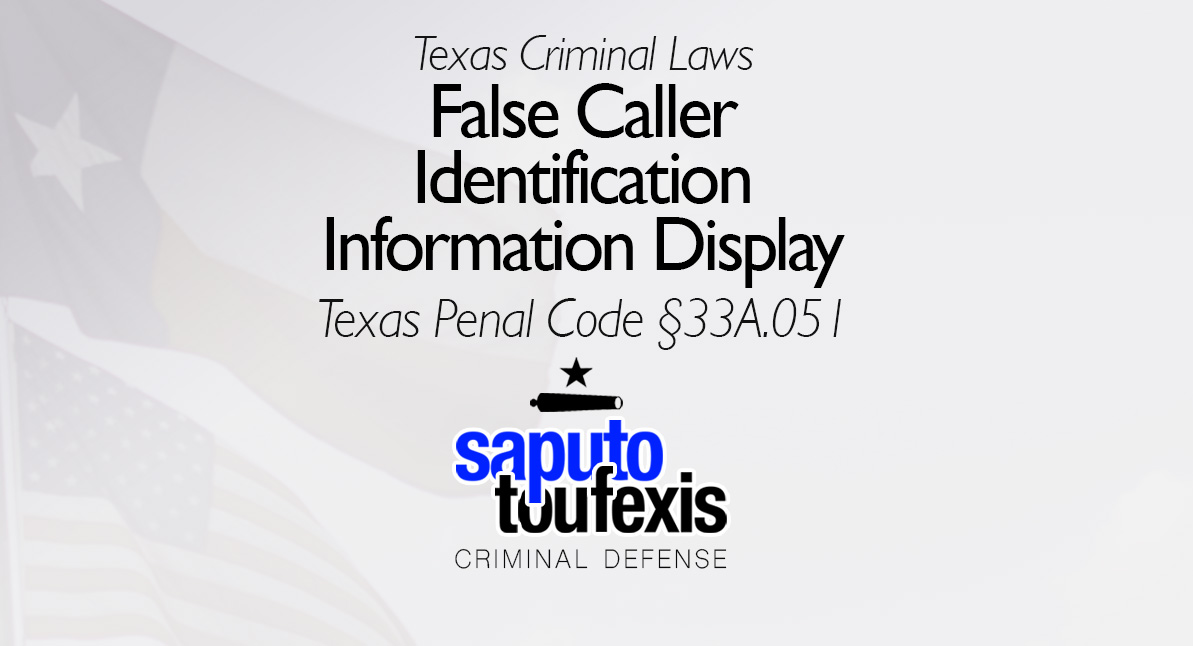 False Caller Identification Information Display text over Texas and American flags