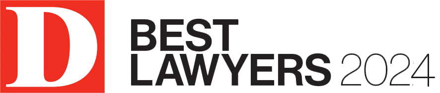 Large Dallas Magazine logo with Best Lawyers 2024 text to the right in black