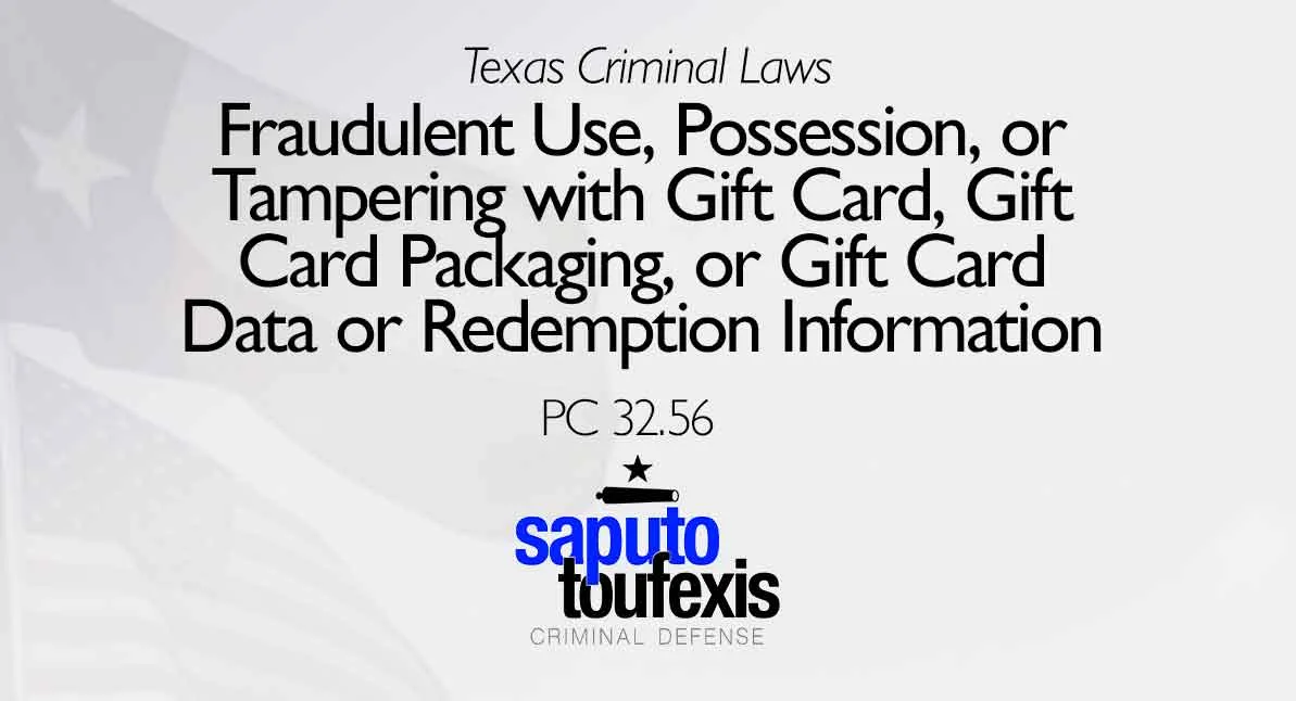 Fraudulent Use, Possession, or Tampering with Gift Card, Gift Card Packaging, or Gift Card Data or Redemption Information