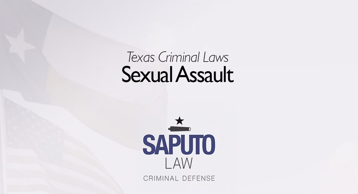 The Texas Sexual Assault Law Featured Image with Saputo Law logo and Texas flag